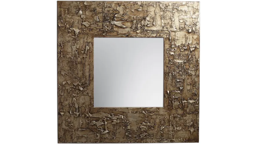 Specchio quadrato con cornice in legno decorata a mano Africa di Cantori