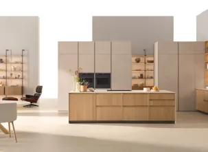 Cucina Moderna con isola Sakura 01 in Rovere Ikebana di Veneta Cucine