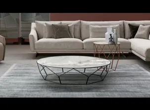 Tavolino rotondo Arbor con top in ceramica e base in metallo di Bonaldo