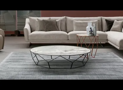 Tavolino rotondo Arbor con top in ceramica e base in metallo di Bonaldo