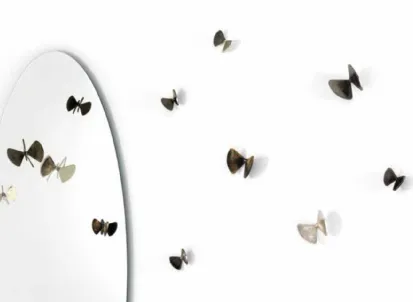 Appendiabiti con specchio e farfalle in ottone Bice di Mogg
