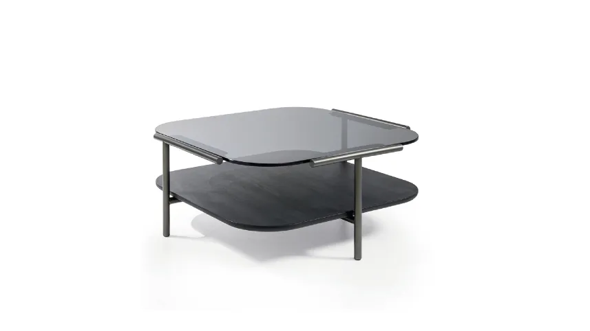 Tavolino Cloud Quadrato in vetro e legno di Cantori