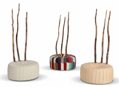 Pouf di design in pelle Ferula di Calia