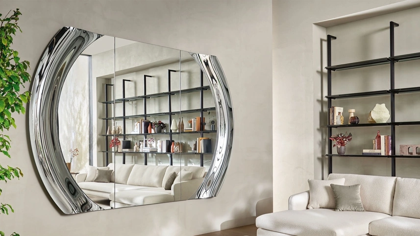 Specchio Magnifico con cornice oin vetro curvato di Fiam