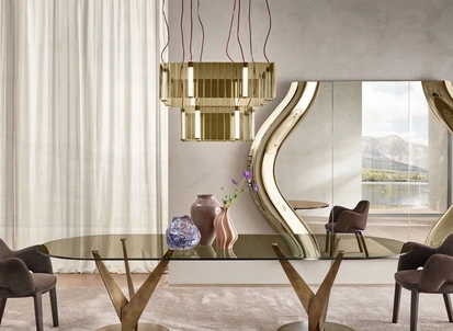 Specchio Magnifico con cornice oin vetro curvato di Fiam