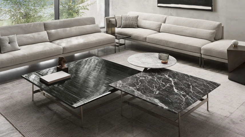 Tavolino in vetro o marmo Waves di Fiam