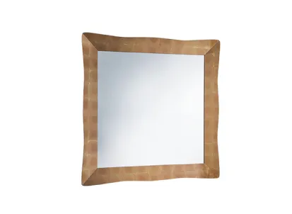 Specchio di design con cornice in foglia d'oro o rame Nausica di Riflessi