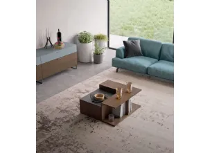 Tavolino di design in legno di frassino con vassoio in marmo Puzzle di Orme