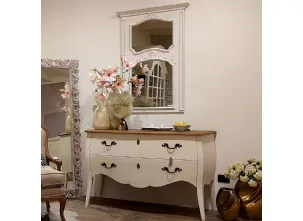 Specchio rettangolare Afrodite in agglomerato intagliato finitura White vintage, lavorato a mano di Dialma Brown