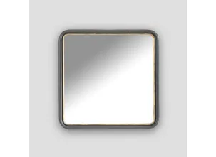 Specchio quadrato Cerere con cornice in metallo finitura brunita con profilo color Antique Gold di Dialma Brown