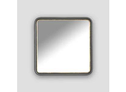 Specchio quadrato Cerere con cornice in metallo finitura brunita con profilo color Antique Gold di Dialma Brown