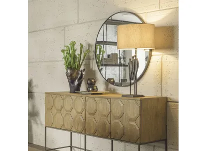 Specchio tondo Circe con cornice in alluminio di Dialma Brown