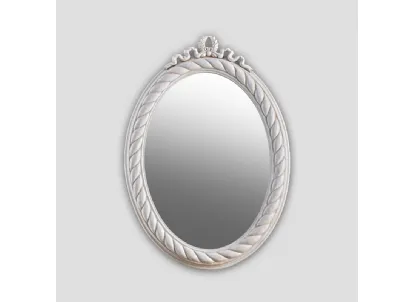 Specchio ovale Estia con cornice in agglomerato finitura White Vintage lavorato a mano di Dialma Brown