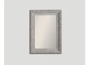 Specchio rettangolare con cornice in agglomerato intagliato finitura Dark Grey vintage lavorato a mano Nemesi di Dialma Brown