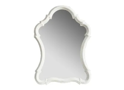 Specchio sagomato Pandia con cornice in agglomerato finitura White Vintage lavorato a mano di Dialma Brown
