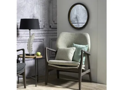 Specchio rotondo Tiche con cornice in metallo finitura brunita con profilo color Antique Gold di Dialma Brown