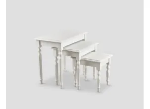 Tavolino Mut in legno finitura laccato White Vintage, lavorato a mano di Dialma Brown