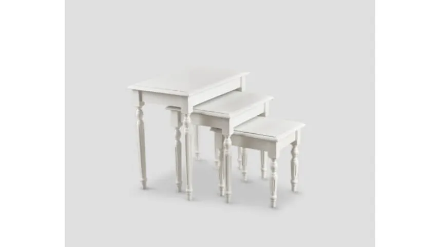Tavolino Mut in legno finitura laccato White Vintage, lavorato a mano di Dialma Brown