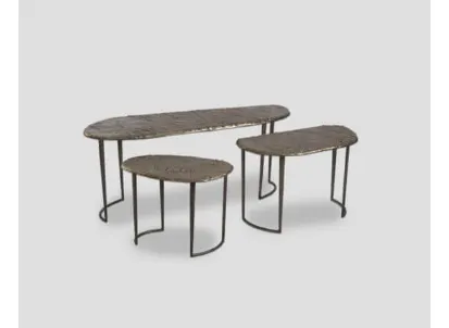 Tavolini DB006344 3 pz alluminio finitura Antique Brass di Dialma Brown