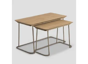 Tavolino rettangolare Amy con top in legno e base in metallo di Dialma Brown