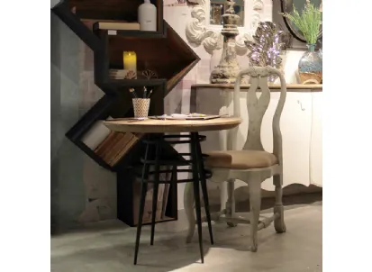 Tavolino rotondo Bastet con top in legno massello con base in metallo di Dialma Brown
