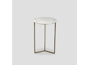 Tavolino tondo Calipso con top in gres porcellanato e base in metallo di Dialma Brown
