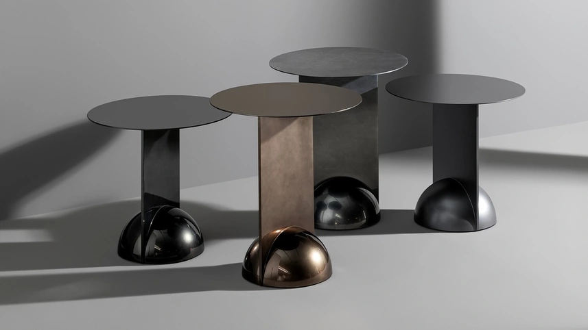 Tavolino rotondo di design Combination in metallo di Bonaldo