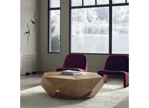 Tavolino esagonale Diamante realizzato in legno massello di Conifera finitura Old Pine di Dialma Brown