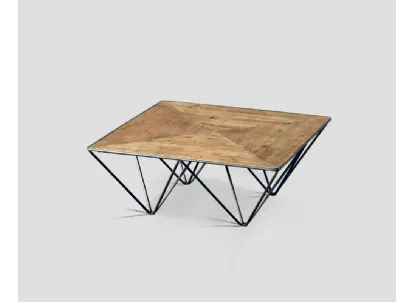 Tavolino quadrato Ecate con top in legno massello e base in metallo di Dialma Brown