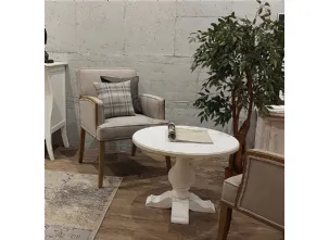 Tavolino tondo Hecket in legno massello lacato bianco di Dialma Brown