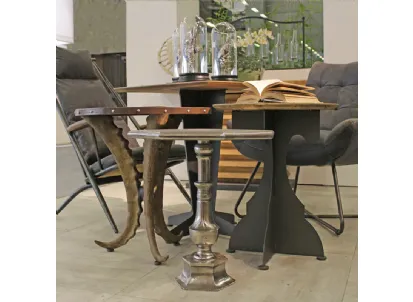 Tavolino quadrato Ister in legno con base in metallo di Dialma Brown