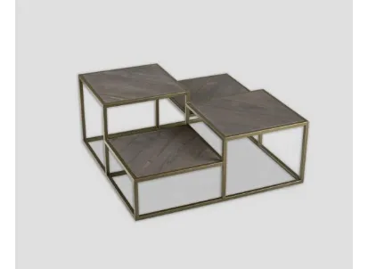 Tavolino salotto DB006708 metallo bronzato top legno dark grey di Dialma Brown