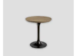 Tavolo DB006384 base ghisa nera top legno vecchio di Dialma Brown