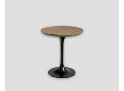 Tavolo DB006384 base ghisa nera top legno vecchio di Dialma Brown