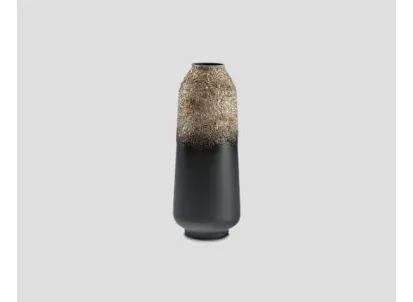 Vaso DB006321 metallo nero decorazione granuli vetro argento brunito di Dialma Brown