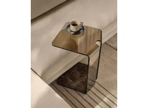 Tavolino in vetro con base in marmo York di Fiam