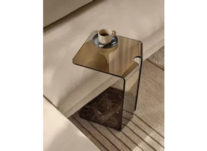 Tavolino in vetro con base in marmo York di Fiam