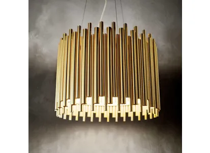 Lampada a sospensione Pan formata da elementi decorativi a tubi metallici di diverse misure di Ideal Lux