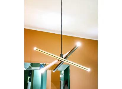 Lampada a sospensione Shangai S6 composta da tre tubolari metallici verniciati con trattamento satinato galvanico di Riflessi