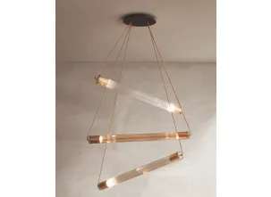 Lampada a sospensione in vetro pyrex cannettato Tube S di Riflessi