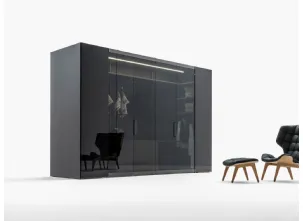 Cabina Armadio Freedhome compatta autoportante in vetro e laccato nero lucido Camerino Vetro di Caccaro