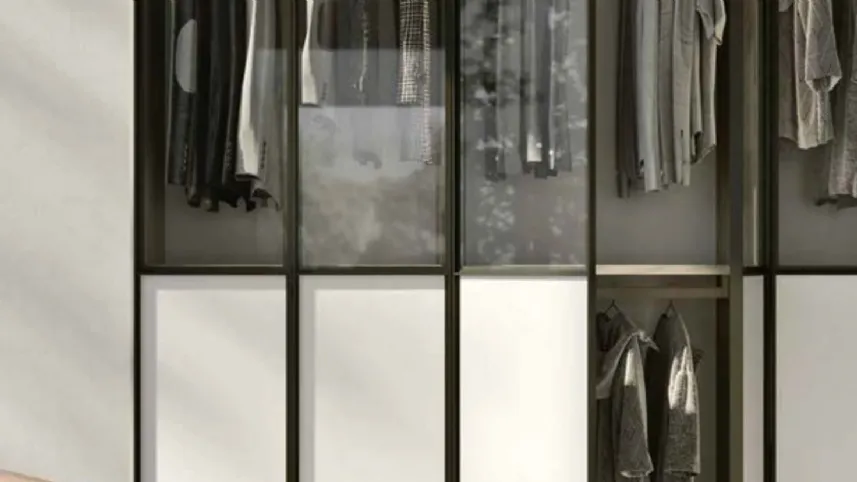 Armadio anta battente in laccato opaco e vetro Glass Mixa di Orme