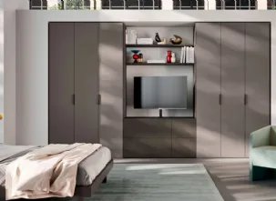 Armadio ad ante battenti in melaminico Platino e dekor Bronzo Liscia 22 Crea 1200 di Orme