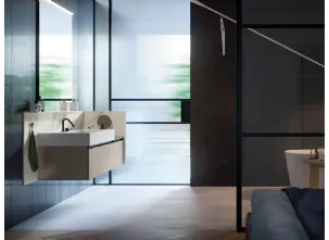 Mobile da Bagno sospeso Deep 01 in laccato metallico nichel di Birex