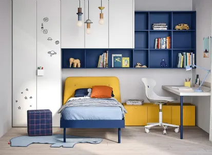 Cameretta a ponte con scrivania Kids space 24 in melaminico di Nidi