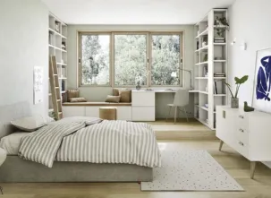 Cameretta componibile con scrivania e 2 librerie a muro Next space 01 di Nidi