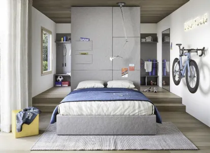 Cameretta componibile con porta bici da parete Next space 04 in melaminico di Nidi