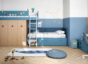 Cameretta a soppalco Kids space 12 in melaminico di Nidi