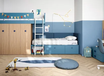 Cameretta a soppalco Kids space 12 in melaminico di Nidi