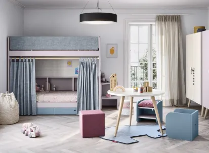 Cameretta con letti a castello Kids space 14 in melaminico di Nidi